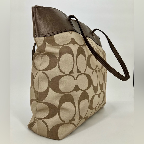 COACH Brown Metallic Laura Signature #18335 Leather Tote Bag - Picture 3 of 13
